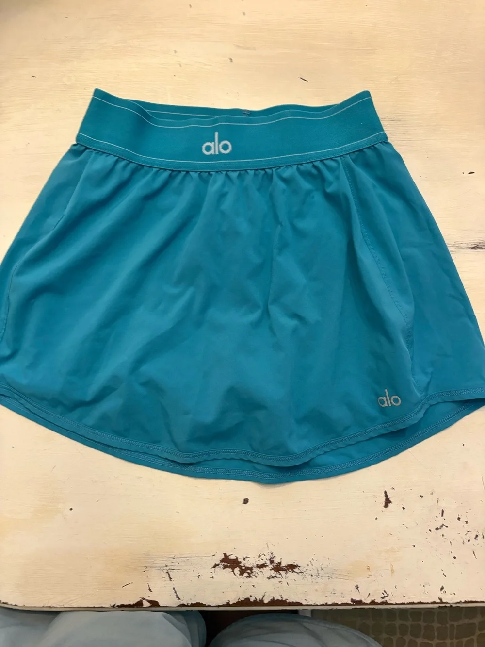 ALO Yoga Teal Circle Skort with Logo Waistband